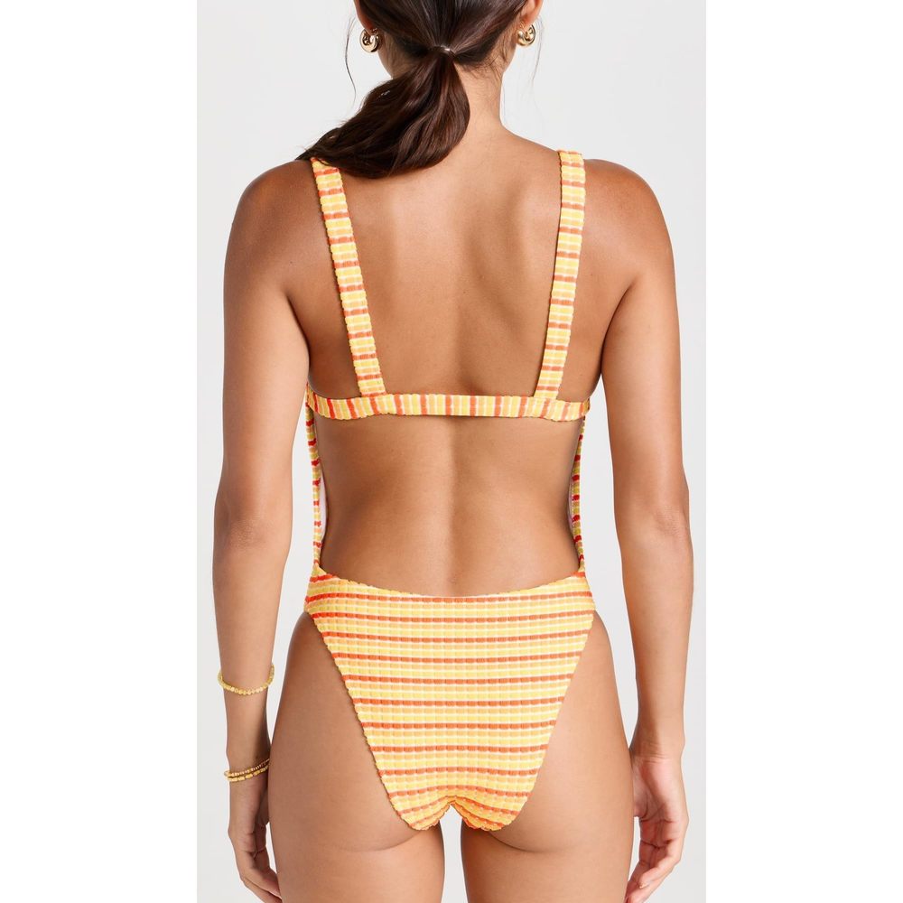 Solid & Striped Women's The Toni One Piece, Coral Orange/Banana/Keys Blue, XL - Picture 3 of 6